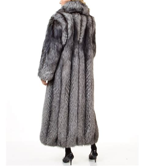 Womens Full Length Silver Fox Fur Coat