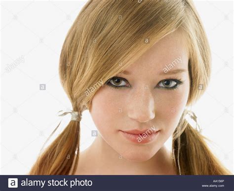 Hairstyle Pigtail Woman Stock Photos And Hairstyle Pigtail Woman Stock