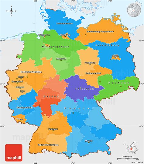 World Political Map Marked Germany
