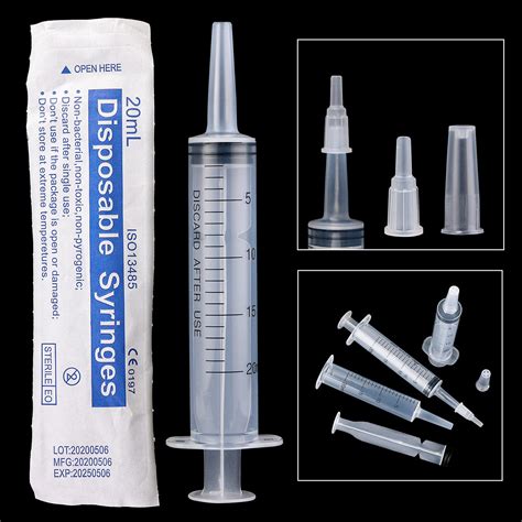 Hakacc Disposable Syringe 5pcs 20ml Feeding Syringe Sterile Package