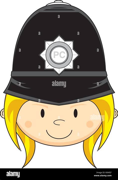 Cute Cartoon British Policewoman Vector Illustration Stock Vector Image
