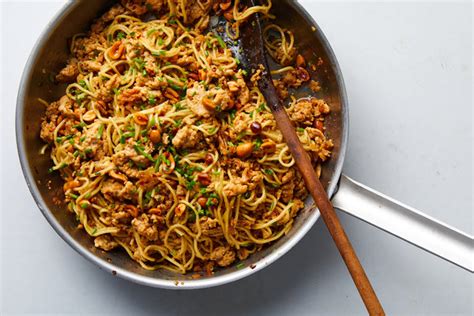 Spicy Sesame Noodles With Chicken And Peanuts Recipe Nyt Cooking