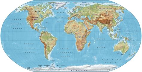 Digital Vector Royalty Free World Relief Map In The Robinson
