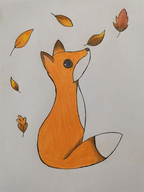Fox Drawing Simple Fox Drawing Cute Vector Images Over 10 000