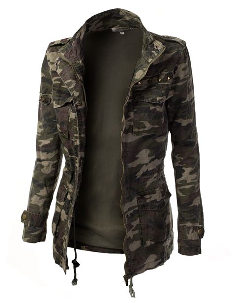 Womens Military Jacket Home Womens Trendy Camo Military Jacket With