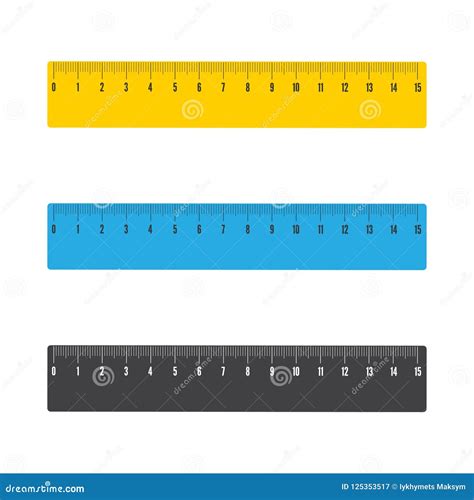 Set Of Three Yellow Rulers Marked In Centimeters Stock Illustration