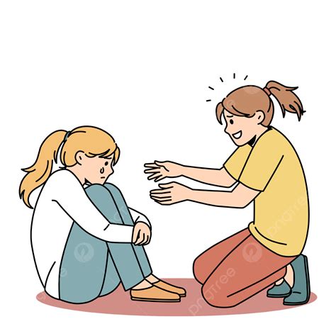Empathy And Support Friend Concept Girl Sad Illustration Png And