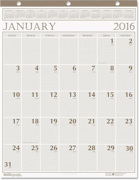 Doolittle 380 Recycled Large Print Monthly Wall Calendar