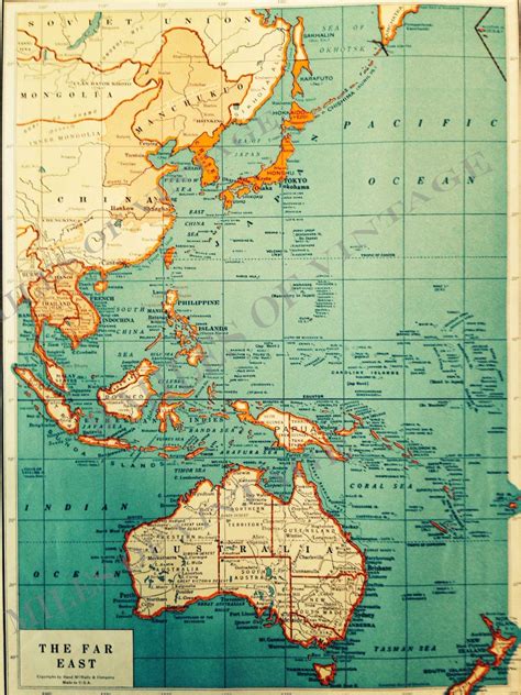 Original Vintage Map Of The Far East The Colliers World