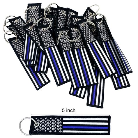 Thin Blue Line Police Flag Law Enforcement Keychain Or Luggage Tag Or
