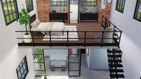 The Sims 4 Industrial Loft Speed Build Loft Building Youtube