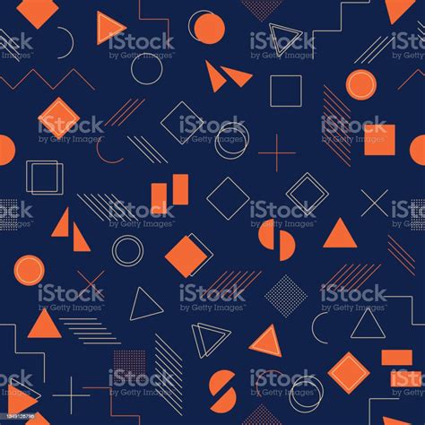 Vector Seamless Pattern Of Different Geometric Shapes Like Circle