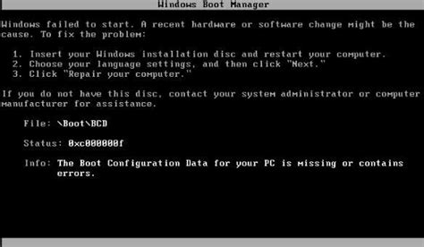 Solved Windows Failed To Start File Boot Bcd Error