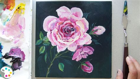 How To Paint A Rose Acrylic 🌹 Easy Step By Step Painting Youtube