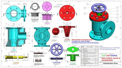 Design Of Feed Check Valve In Solidworks Solidworks Exploded View