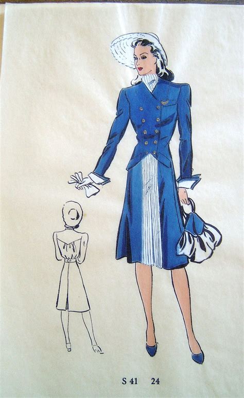 Vintage 1940s Fashion Illustration Hand Colored Original On Etsy