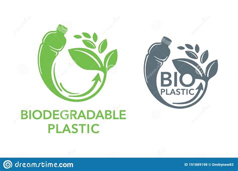Biodegradable Plastic Free Icon Compostable Product Label Cartoon