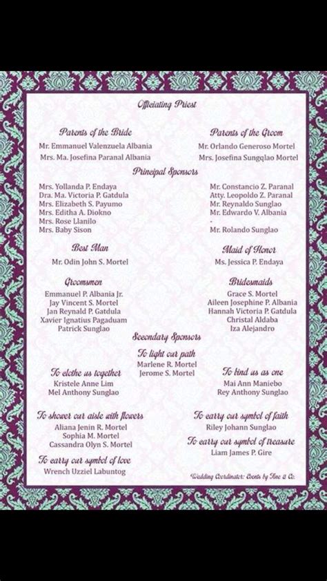 The wording for wedding invitations sets the tone, mood and theme for your wedding. Sample Entourage page | Wedding invitation layout, Wedding invitation content, Scroll wedding ...