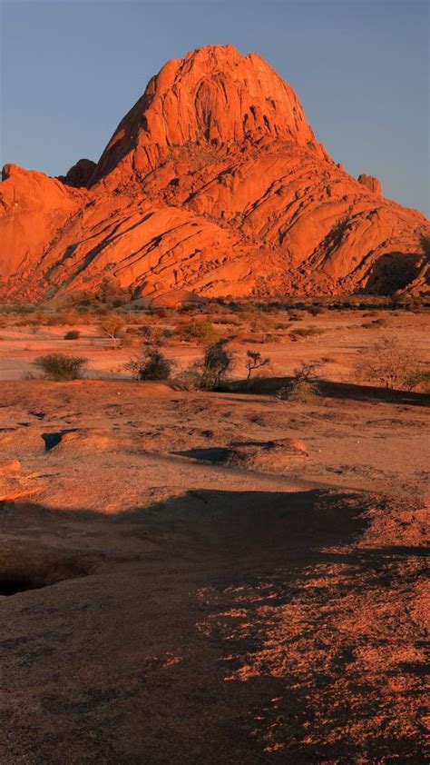 Namib Desert Landscape Of Red Granite Rocks In Spitzkoppe
