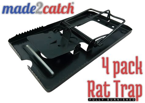Made2catch Classic Metal Rat Traps Fully Burnished 4 Traps Powerful