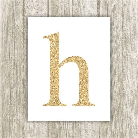 Gold Glitter Letter H Printable 8x10 Instant By Savvysilverart