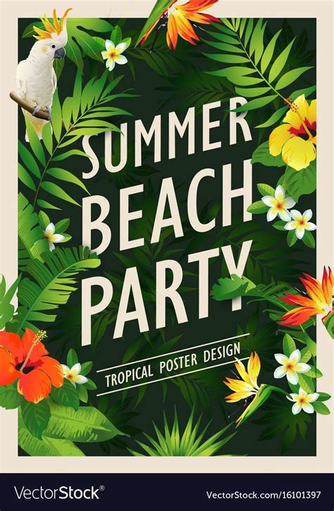 Basic Rgbsummer Beach Party Poster Design Template With Palm Trees