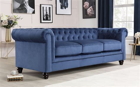 Hampton Blue Velvet Chesterfield Sofa 3 Seater Furniture Choice Sofa Frame Sofa Furniture