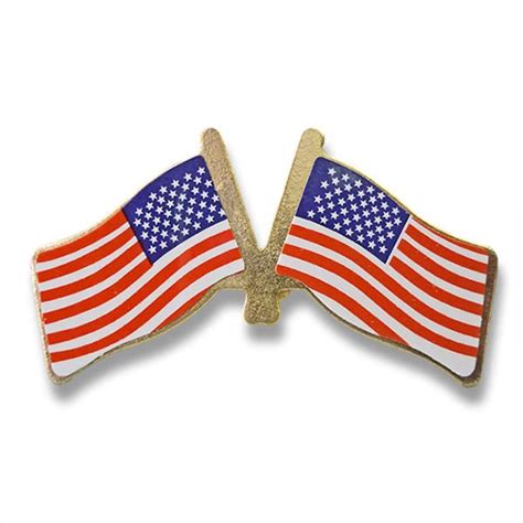 Double American Flag Lapel Pin Patriotic Shirt Pin Waving Flag