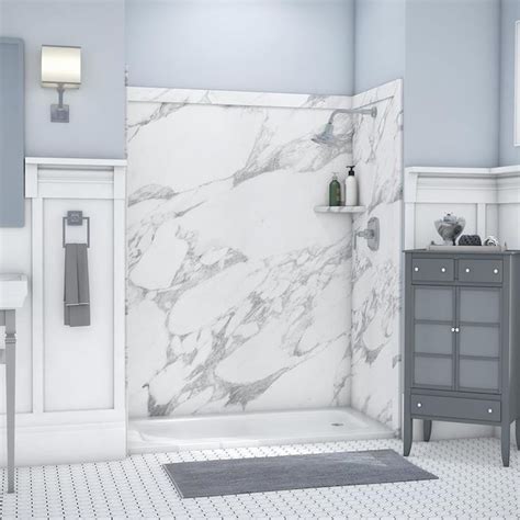 Flexstone Royale Calacatta White Panel Kit Shower Wall Surround 60 In