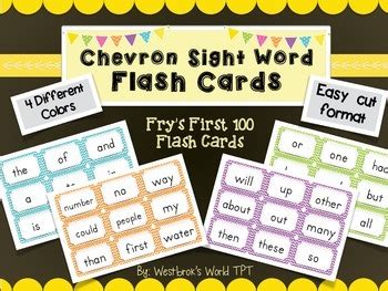 100 of the most common words used in english, according to a book by dr. Chevron Sight Words, Flash Cards: Fry's First List (100 words) | TpT