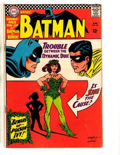 Batman 181 Fn Dc Silver Age Comic Book Pin Up Intact Poison Ivy Robin
