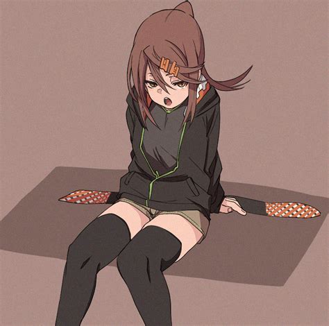 Fu Ta Usami Taiga Original 1girl Black Thighhighs Brown Eyes Brown Hair Jacket Open