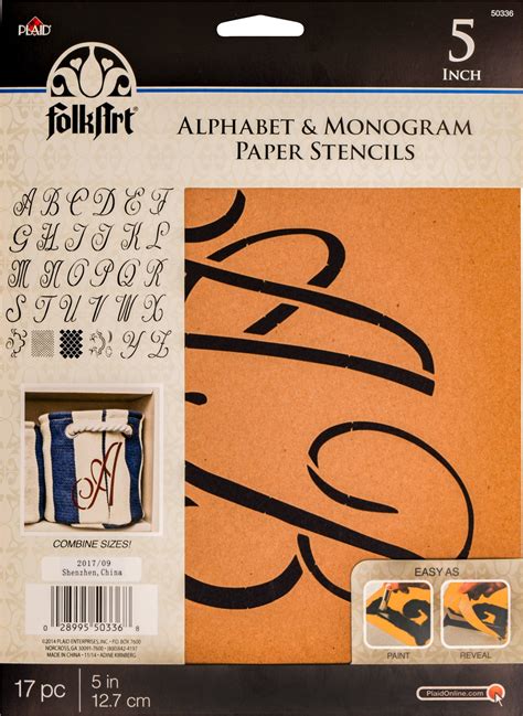 Folkart Stencil Paper Alphabet And Monogram Script 5 5 Monogram
