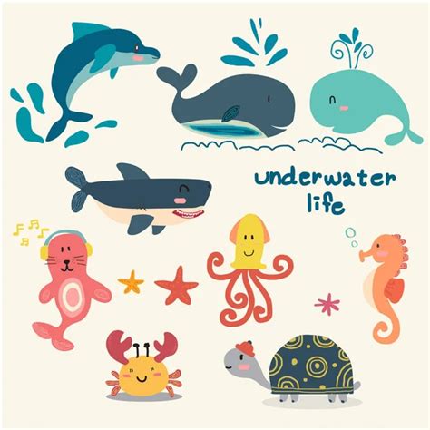 Sea Life Animals Cartoon Set Stock Vector Image By ©izakowski 142491867