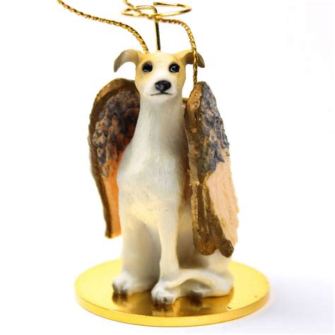 Greyhound Dog Figurine Angel Statue Tan And White