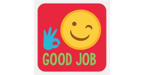 Good Job Emoji Square Sticker Zazzle