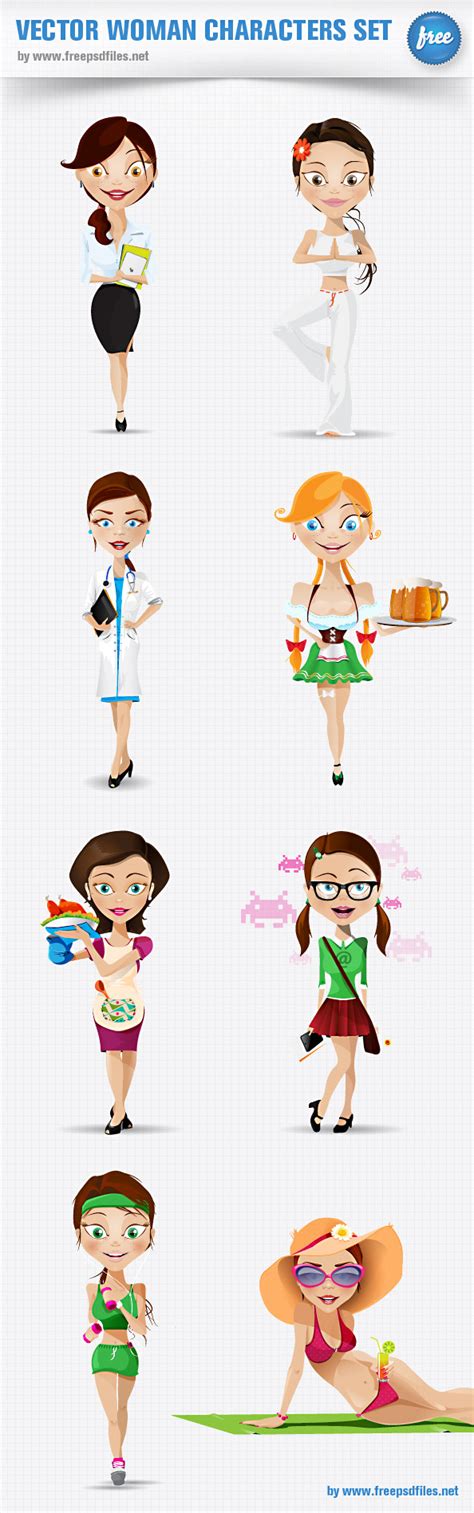 Vector Woman Characters Set 1 Free Psd Files