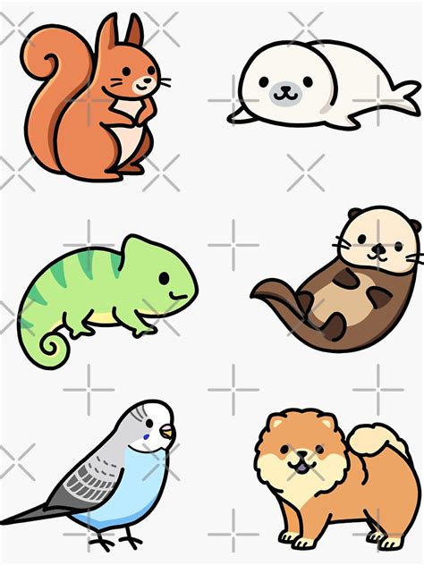 Cute Animal Sticker Pack 7 Sticker For Sale By Littlemandyart Redbubble