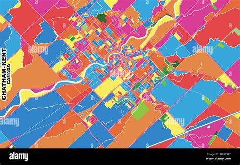 Colorful Vector Map Of Chatham Kent Ontario Canada Art Map Template