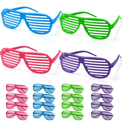 Buy Novelty Place 12 Pairs Shutter Glasses Shades Eyeglasses Neon Color Slotted Sunglasses For