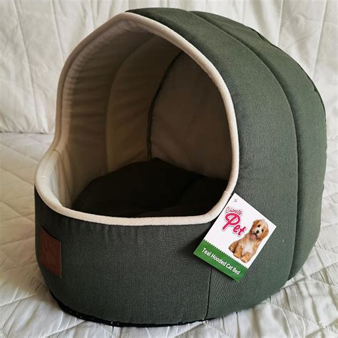 Hooded Cat Bed Teal 36x35x35cm Chanelle Pet
