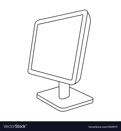 Computer Monitor Icon In Outline Style Isolated Vector Image