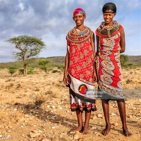 African Young Girls From Samburu Tribe Kenya Africa High Res Stock