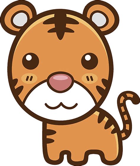 Cute Simple Kawaii Animal Cartoon Icon Tiger Vinyl Decal Sticker