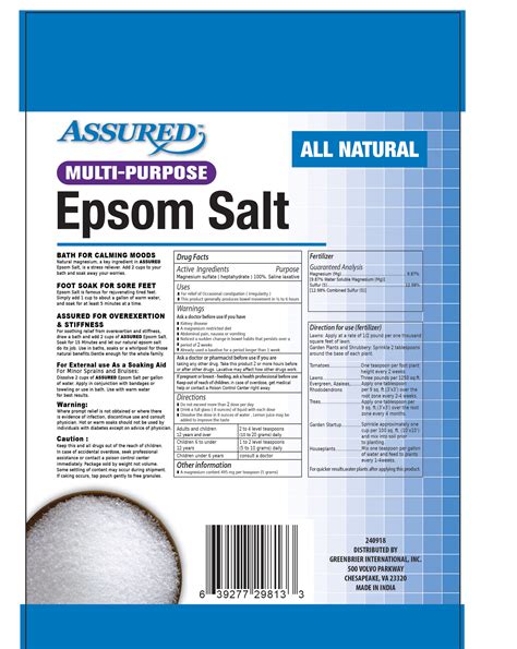 Dailymed Epsom Salts Magnesium Sulfate Granule