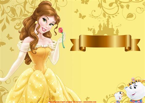 Free Printable Romantic Beauty And The Beast Baby Shower Templates