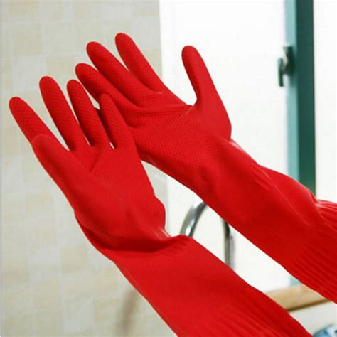 Multi Use Heavy Duty Medium Rubber Dish Gloves 15 Inches Long Sleeve
