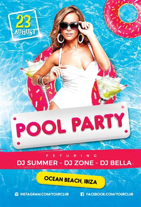 Pool Party Vol Flyer Template For Summer And Beach Parties