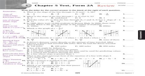 Chapter 5 Resource Masters Math Classchapter 5 Test Form 2a Name