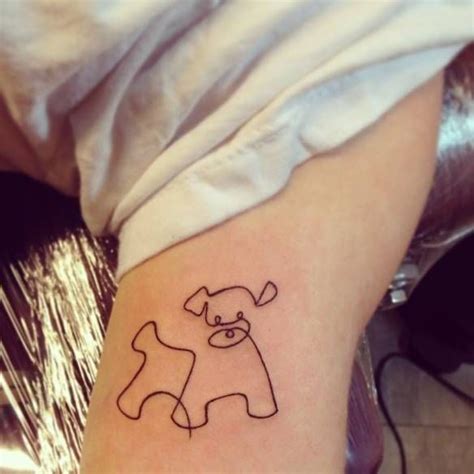 Continuous Line Drawing Style Dog Tattoo On The Bicep By Ivy Saruzi